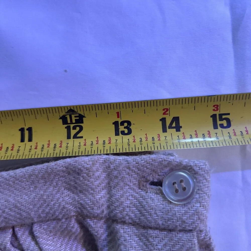Vintage Pleated Wool Oatmeal Colored Midi Skirt, Medium Library Chic Academia